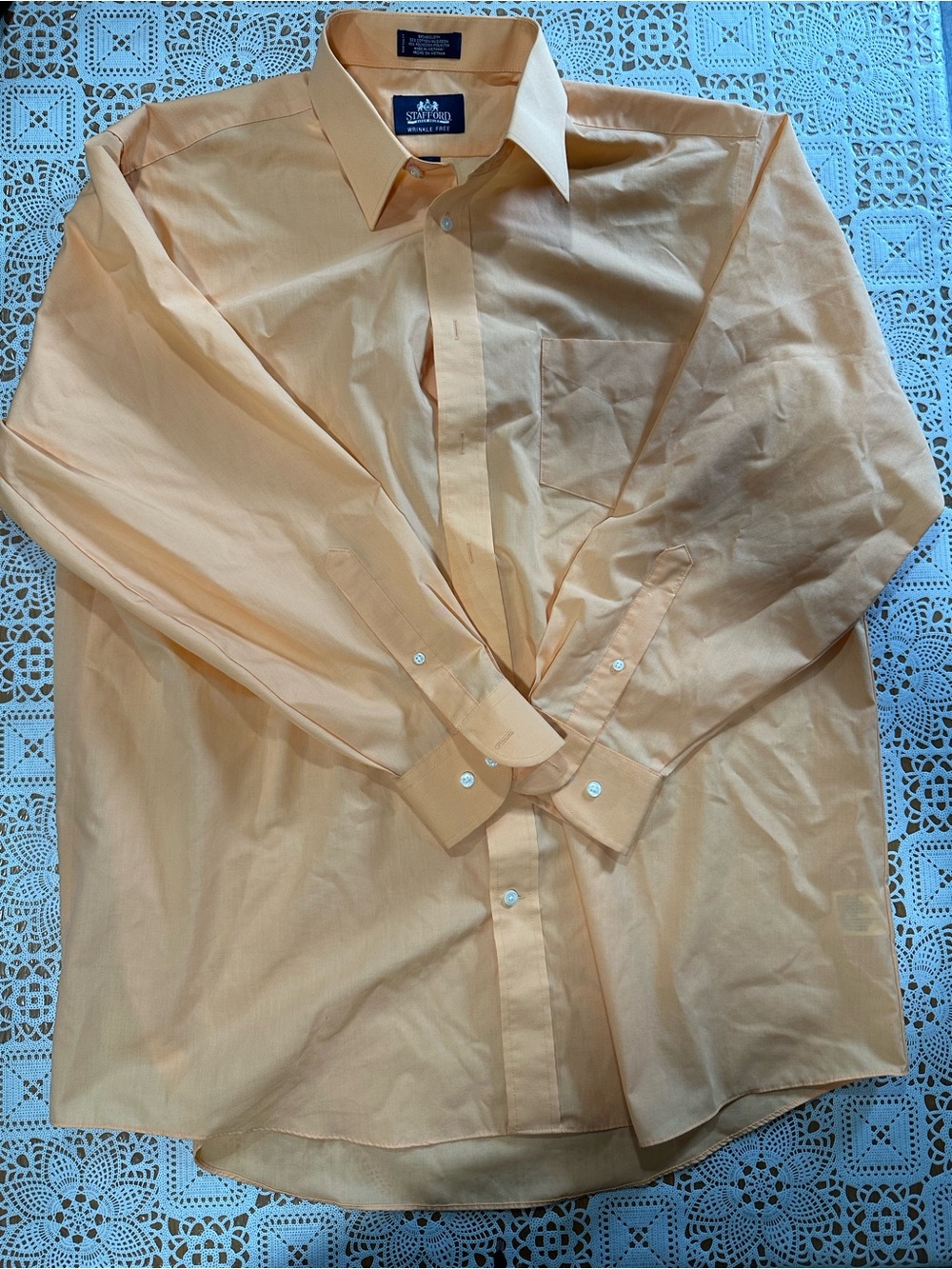 Stafford Men’s Peach Wrinkle Free Dress Shirt 17.5 34/35